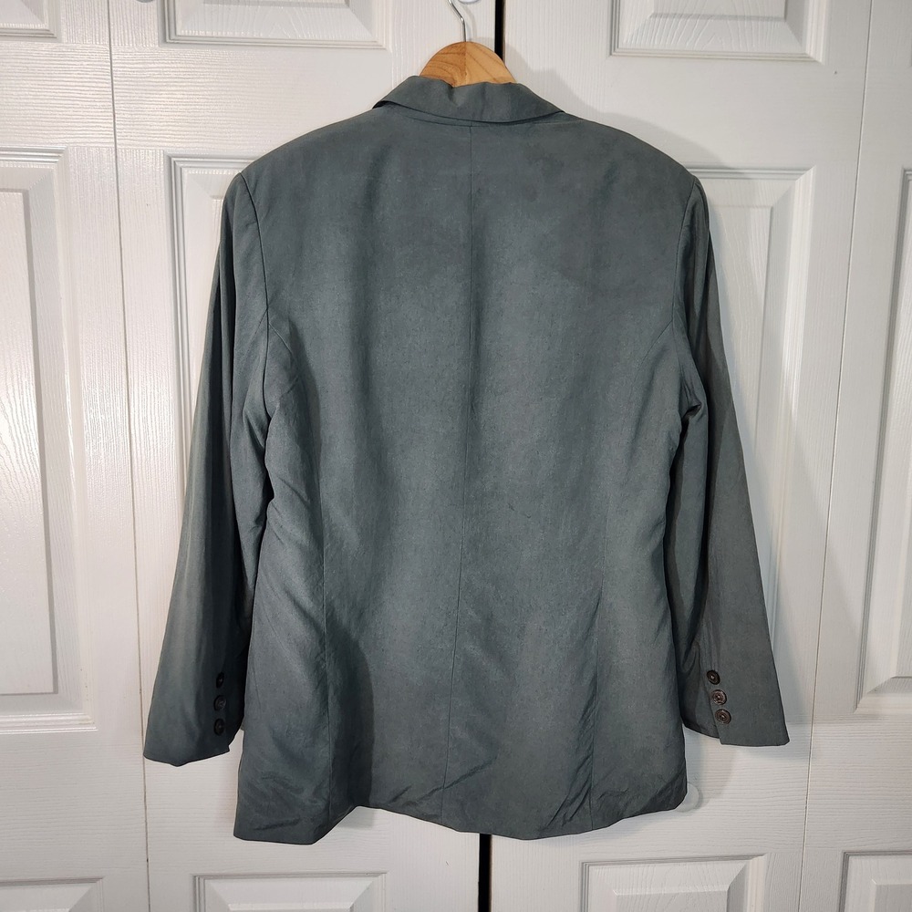 Vintage Classiques Entier Petites Silk Skirt Suit Set Sage Green Grey Size SM/LG - Picture 2 of 8